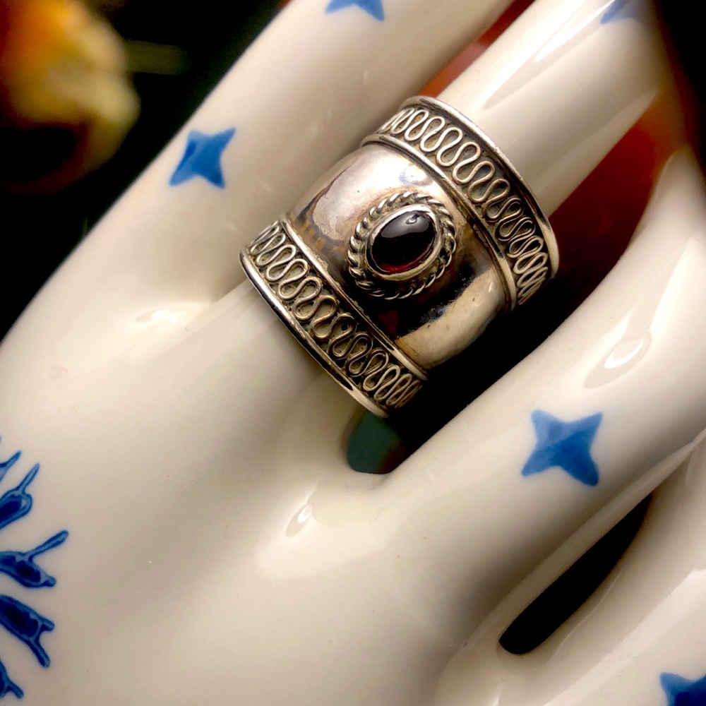Women’s bohemian sterling silver ring.